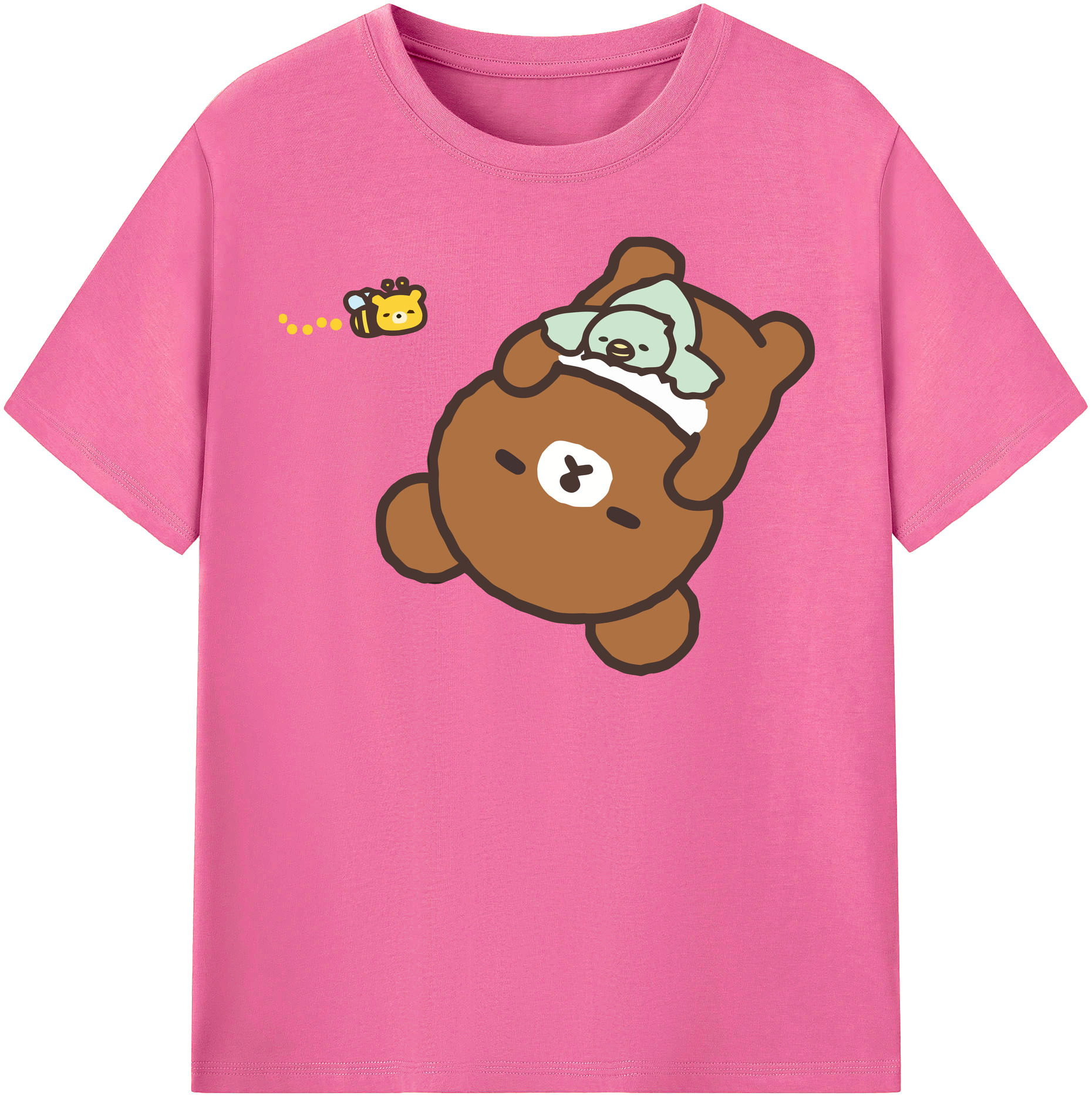 （画像用） リラックマ リラックマ キイロイトリ Rilakkuma Korilakkuma Kiiroitori レディースカジュアルプリントTシャツ（綿100％）